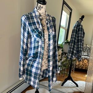 Express long plaid button down size medium.